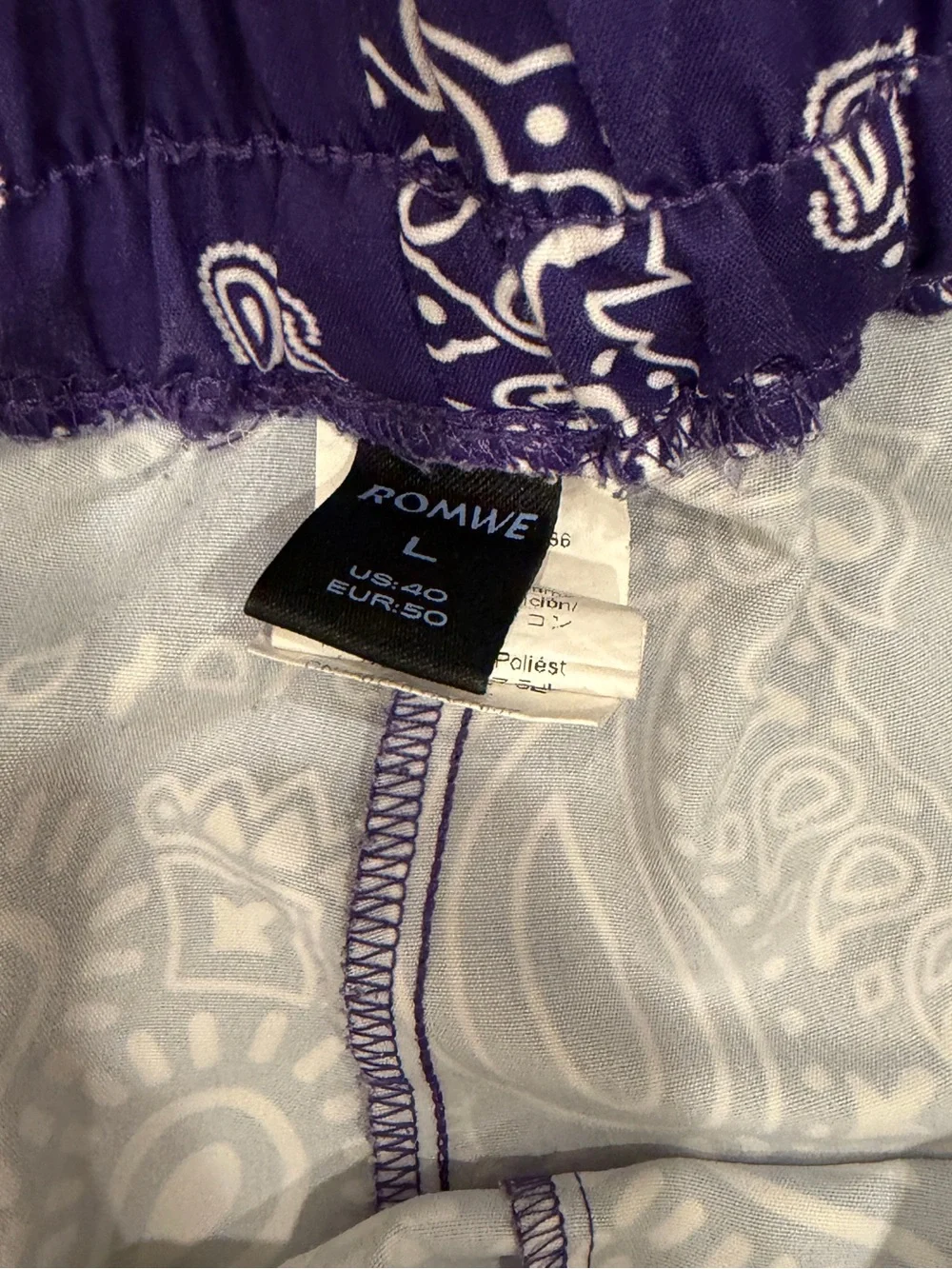 Men’s  Purple Bandana Print Drawstring Shorts